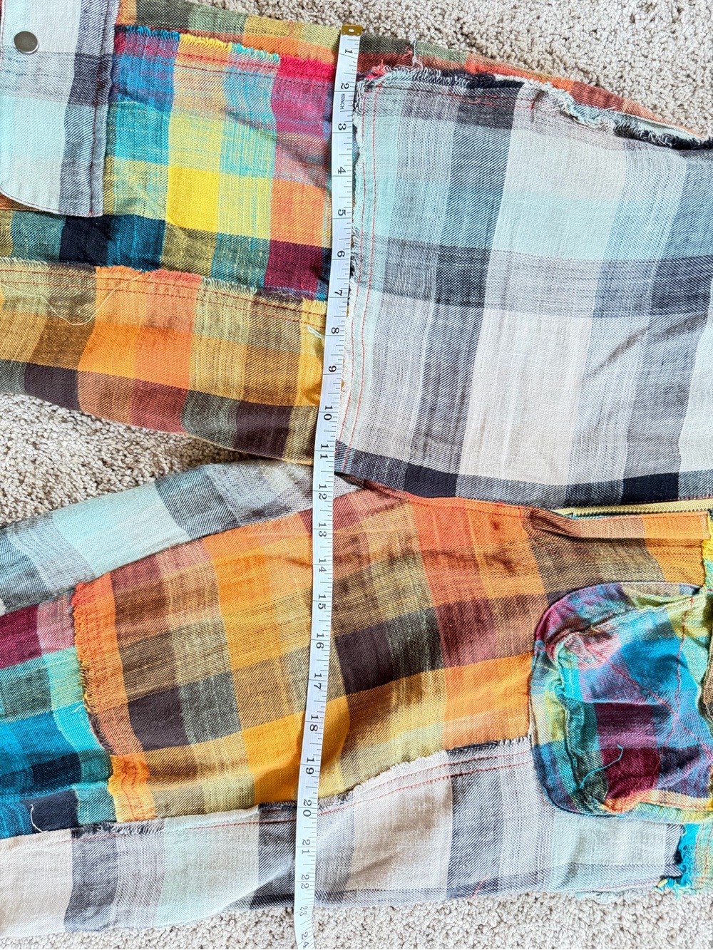 Oli & Hali Multicolor Plaid Wide-Leg Patchwork Pants - Picture 6 of 8
